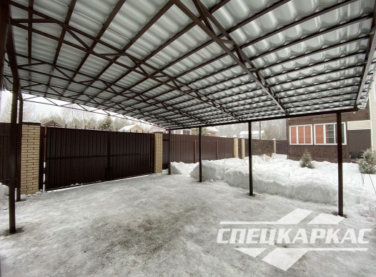 Навес из металлочерепицы на две машины №49 - фото 1449