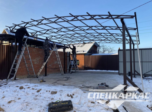 Односкатный навес для автомобилей (скат от соседа) №55 - фото 1502