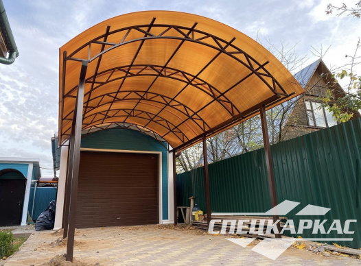 Арочный навес из поликарбоната на две машины №100 - фото 1951