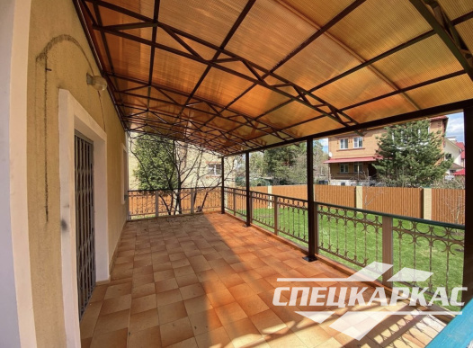 Навес из поликарбоната к дому | Навес над балконом | Навес терасса №14 - фото 1106