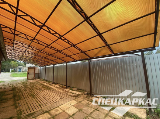 Односкатный навес из поликарбоната для автомобилей №95 - фото 1910