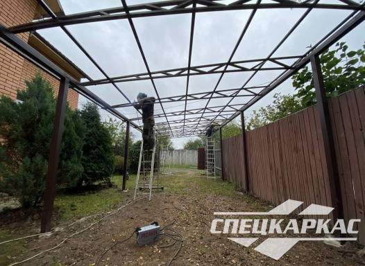 Односкатный навес для автомобилей (скат от соседа) №91 - фото 1865