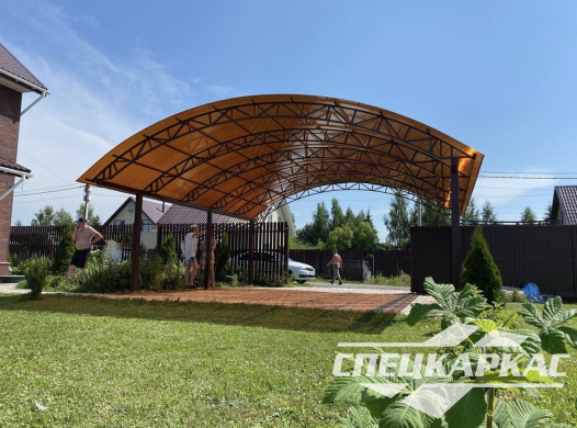 Усиленный металлический навес из поликарбоната для автомобилей №19 - фото 1153
