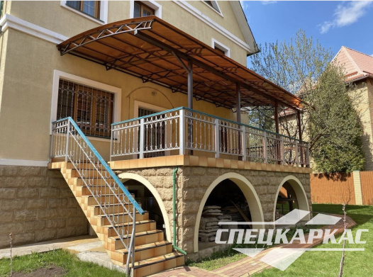 Навес из поликарбоната к дому | Навес над балконом | Навес терасса №14 - фото 1101