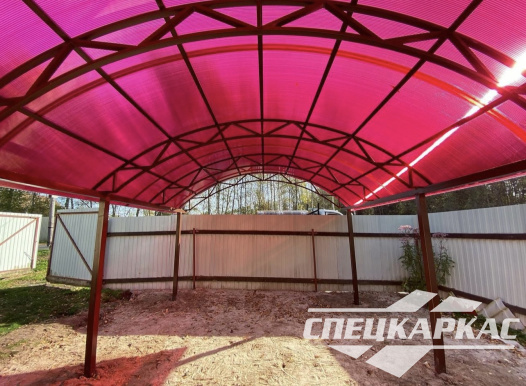 Арочный навес из поликарбоната на две машины №83 - фото 1788