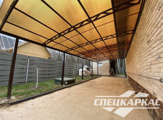 Навес из поликарбоната к дому | Пристенный навес из поликарбоната №2 - фото 977