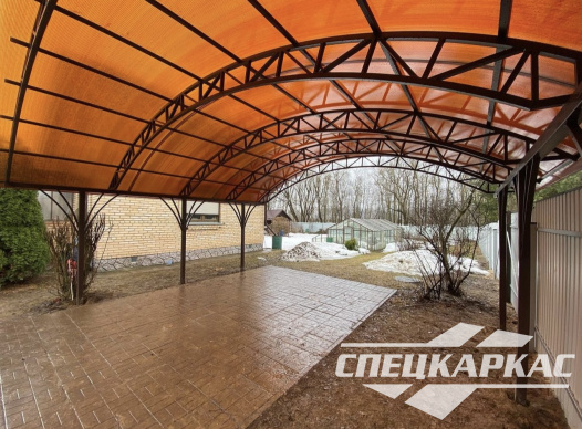 Навес из поликарбоната на 2 машины с усиленной стропильной системой №43 - фото 1394