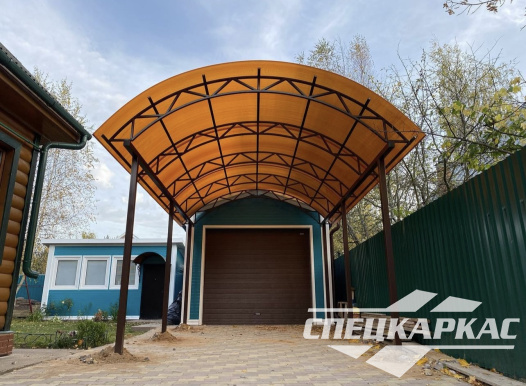 Арочный навес из поликарбоната на две машины №100 - фото 1960
