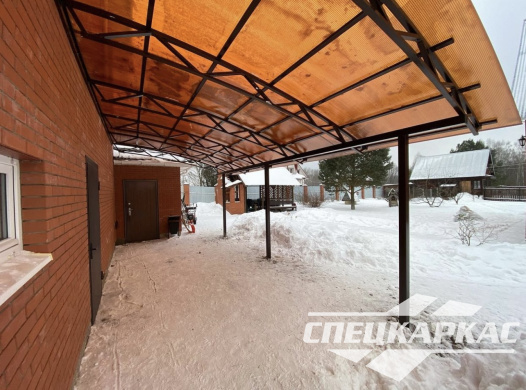 Навес из поликарбоната к дому | Навес над входом №8 - фото 1043