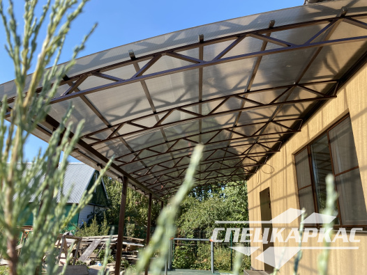 Навес из поликарбоната к дому для террасы №80 - фото 1751